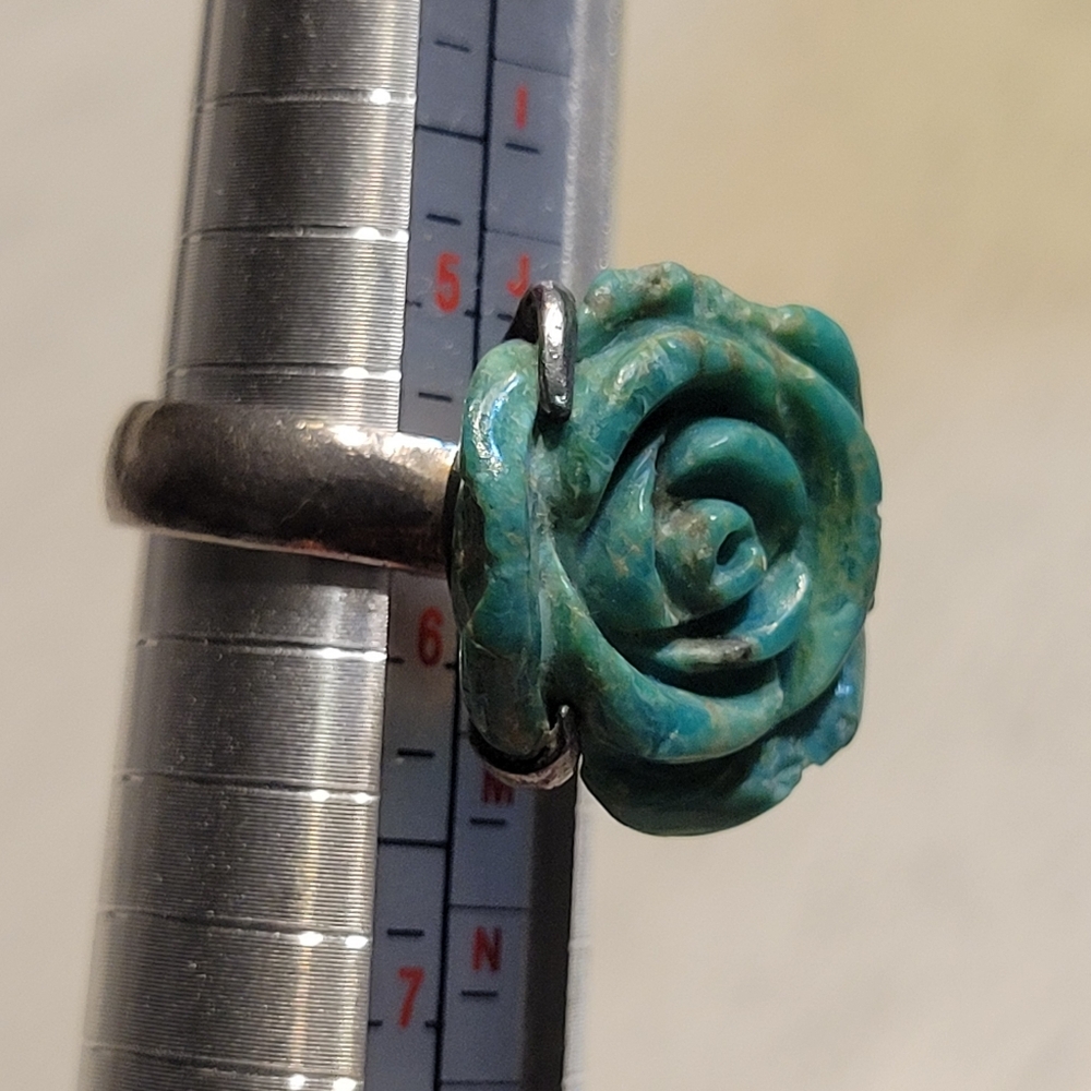 Vintage Sterling‎ Silver Turquoise Rose Ring Mother's Day Gifts For Her 5.5